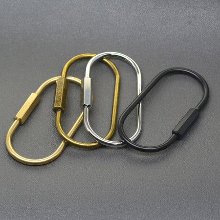 60mm  Bronze Silver matte black brass wire wrap run course oval Screw Lock Carabiner Key ring Keychain DIY EDC housewarm gift