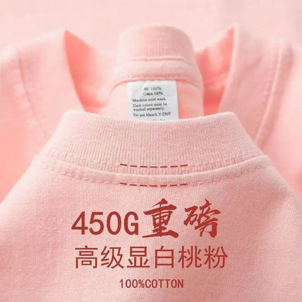 American 450g Solid Heavyweight Cotton Short Sleeve T-Shirt  Loose Casual Men's and Women's Hundred Basic Tops