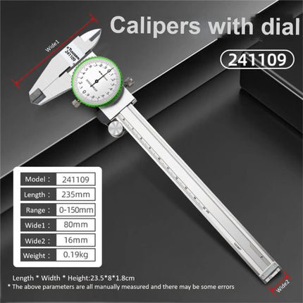 Digital Stainless Steel Caliper 0-150mm, IP54 Shockproof Electronic & Dial Dial Display for Precision Measurement