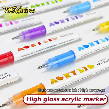 168/72/12 Colors GuangNa High Gloss Acrylic Marker Pens,DIY Hand Drawn,Graffiti Paint Art Pen Set,Perfect for Artist/Students