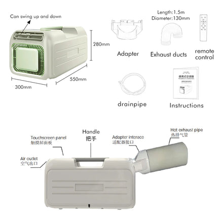 4500BTU Portable Air Conditioner - Compact Mobile AC Unit with Sleep Mode, 3-in-1 Cooling/Dehumidifier/Fan for Small Rooms