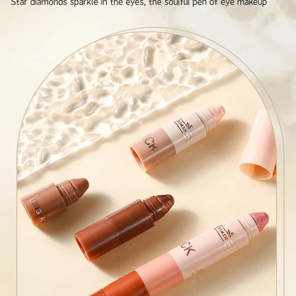 DIMSHOW 5-section Highlight Lazy Eyeshadow Pencil Pearlescent Fine Glitter Illuminating Eyeshadow Stick Set