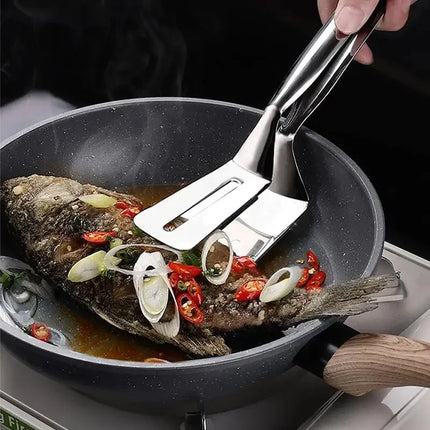 Stainless Steel Frying Shovel Clip Multifunctional Steak BBQ Tongs Frying Fish Spatula Clip Household Kitchen Tool Bread Clip