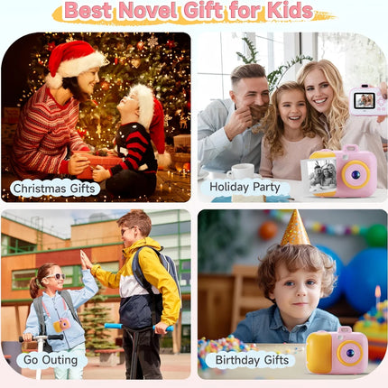 Instant Printing Camera Toys For Children Girls 12MP 1080P Digital Camera LED Fill Light 16X Thermal Zoom With 32GB TF Card Type C Educational Toys