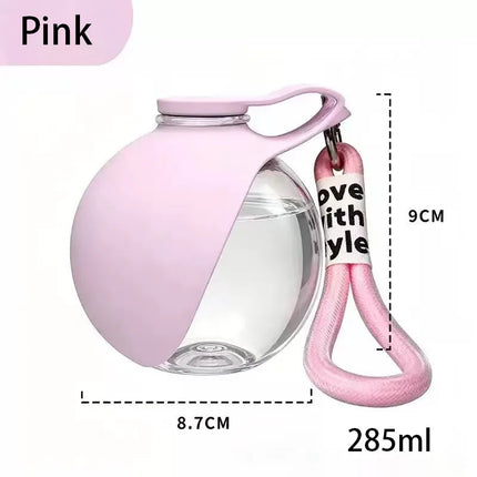Dog Water Bottle with Removable Silicone Bowl 285ml Portable Dog Drinker 2-in-1 Stainless Steel Travel Pet Supplies