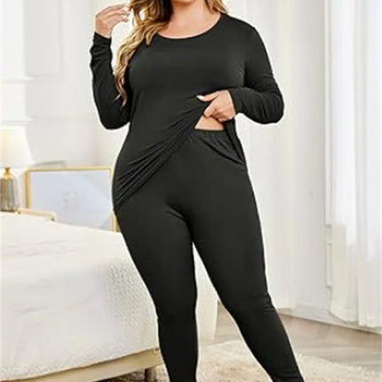 Women’s Plus Size Thermal Long Johns Sets Fleece Lined 2 Pcs Underwear Top & Bottom Pajama Set  2X 3X 4X