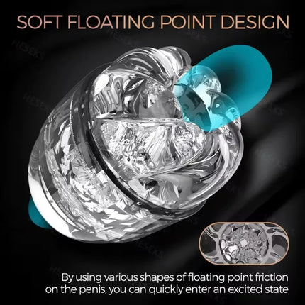 Transparent Dual-Ended Male Masturbator – Realistic Vagina & Oral Sex Toy with Lifelike Texture | Erotic Adult Sex Toys for Men
