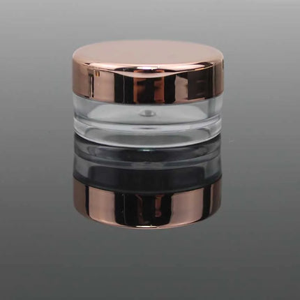 50Pcs Makeup Jar Cosmetic Plastic Small Bottle 3g Empty Container with Rose Gold Lid for Eyeshadow Cream Lip Balm Container