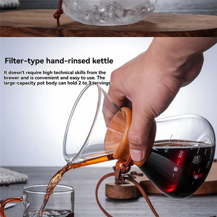 B51C Glass Reusable Coffee Maker Dripper Pour Over Set With Stainless Steel Filter Serving Pot Drip Filter Cup