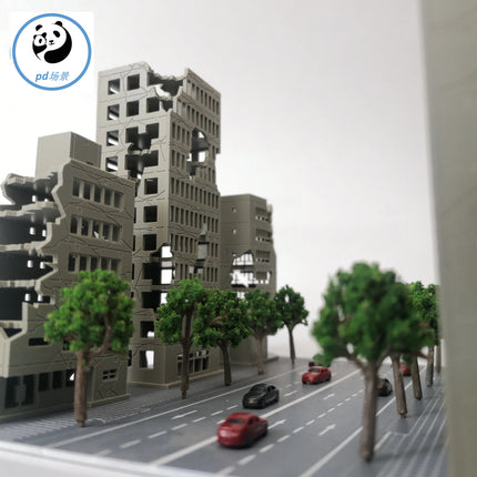 Simulation 1:300 Battle Damaged City High-rise Building Assembly Model Diy Military Sand Table Scene Layout Diorama Kit 1Pcs