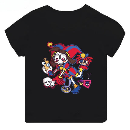 Hot Sale The Amazing Digital Circus Print Kids T-shirt Girls Clothes Baby Boys Black Short Sleeve Cotton T Shirt Children Tops