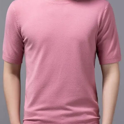 2025 Superfine Merino Wool T-Shirt Men's Knitted O-neck Breathable Thin Cashmere Short Sleeve Tee Solid Color Tops
