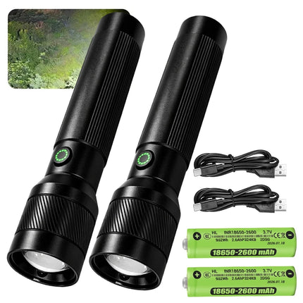 1200LM EDC Handheld Flashlight,USB-C Rechargeable Tactical Zoomable Torch,1000m Long Range,4 Modes for Outdoor Camping Emergency