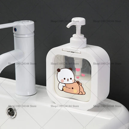 300ML Panda Bear Bubu Dudu Transparent Soap Dispensers Refillable Portable Empty Bottle Shower Gel Detergent Dispensing Bottle