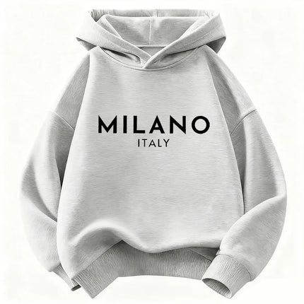 Fashion Letter Printed Milano Italy Y2k Hoodie Kids Children's Sweatshirt Hoody for Boys Girls Casual Hoodies Hip Hop Clothes