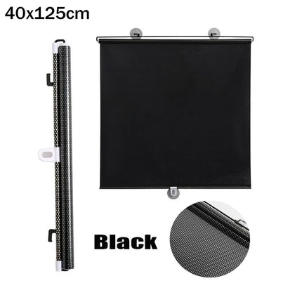 1pc Nail-free Suction Cup Roller Blinds Retractable UV Proof Blackout Curtains Black/Silver Sun-shading Roller Blinds For Car