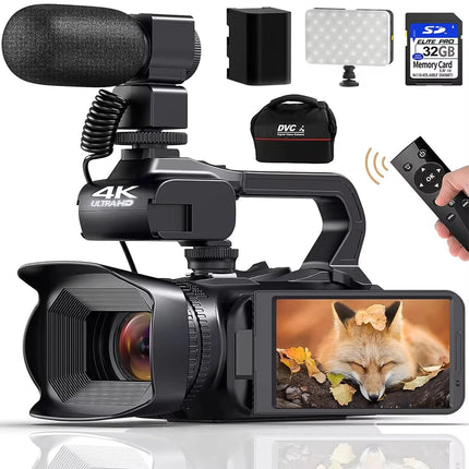 4K Ultra HD Professional Video Cameras for Photography 18X Digital Zoom YouTube Live Streaming Camcorders 64MP Vlogging Recorder