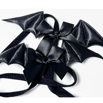Devil Cosplay Lingerie Women Hollow Out Leather Underwear Top Wing Panty Set Anime Demon Bandage Bodysuit Halloween Costume