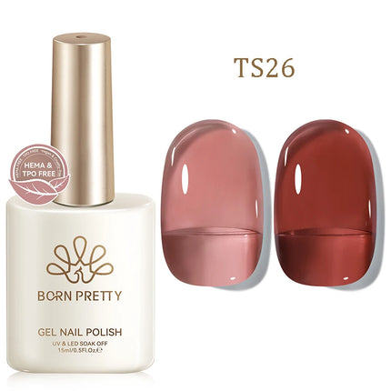 BORN PRETTY 15ml Jelly Gel Polish Milky White Nude Glitter Soak Off LED UV Gel Semi Permanent Nail Art Manicure Gel Varnish