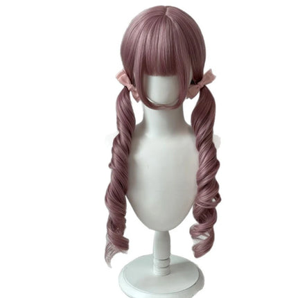 Black Wig with Pink Cosplay Wigs with Bangs  Lolita Long Curly Hair Wig Woman Party Cosplay Wig Natural Heat Resistant
