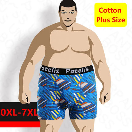 90-210kg Panties Oversize Shorts for Men Boxers Plus Size 7XL 6XL 5XL Comfortable Underwear Cotton Geometric Print Male Clothing