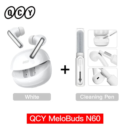 QCY MeloBuds N60 HT19 Wireless Bluetooth 6.0 Earphones 56dB Hybrid ANC LDAC Hi-Res Audio with Coaxial Dual Driver Earbuds 45Hrs