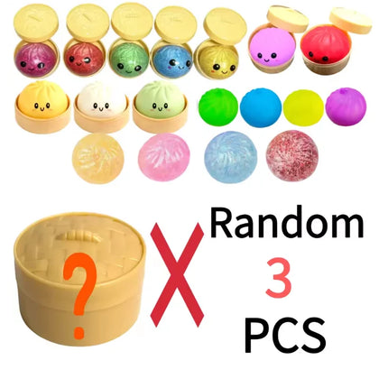 Blind Box Colorful Simulated Dumpling Squishy Relaxing Relieve Anxiety Antistress Enhance Happiness Rebound Squeeze Reliever Toy