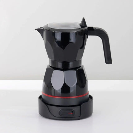 110V/220V Cups Electric Coffee Maker Portable Aluminum Mocha Pot Electric Italian Coffee Maker Percolator for Home Black 150ml
