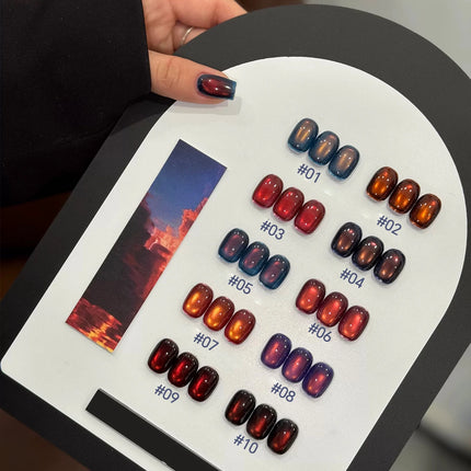 MN 10ml 1-12pcs 2025 Autumn Blue Brown Cat Eye Gel Nail Polish Popular Flash Chocolate Glass Beads Nails Black Nails Christmas