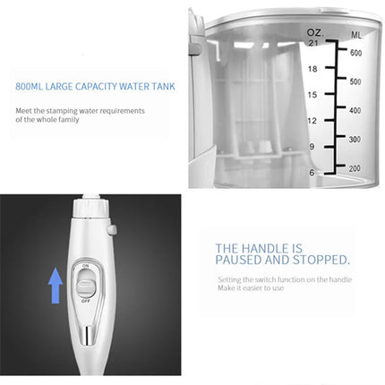 10 Modes Electric Dental Water Pick 800ML Countertop Oral Irrigator Home Use Teeth Cleaner with 5 Multi-Purpose Nozzles