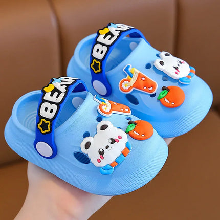 Summer Kids Slippers Sandals  Children's Shoes  Soft  Anti-Skid Cartoon DIY Design Hole Baby Shoes Sandy Beach For Boys Girls