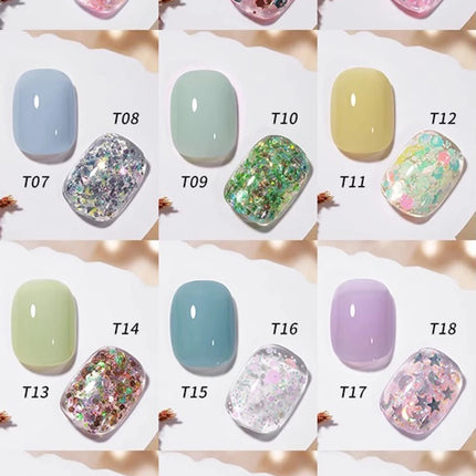 Pretty Colorful Glitter Nail Polish Reflective Candy Color Nail Varnish Semi Permanent UV Polish Nails Art Manicure Jelly Glue