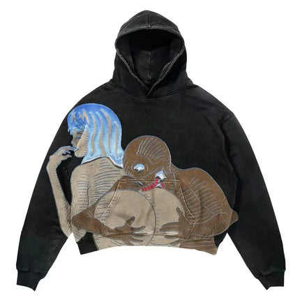 Explosions of New Harajuku Zipper Hooded Sweater Street Men and Women Retro Shirt Sweatshirt Gothic Jacket Hooded Couple Sweater