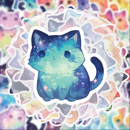 50 Pieces of Dreamy Cat Stickers, Suitable for Water Bottles, Laptops, Phone Decorations, Suitcases, Skateboards, Guitars, Gift Boxes, Party Decorations, Holiday Gifts