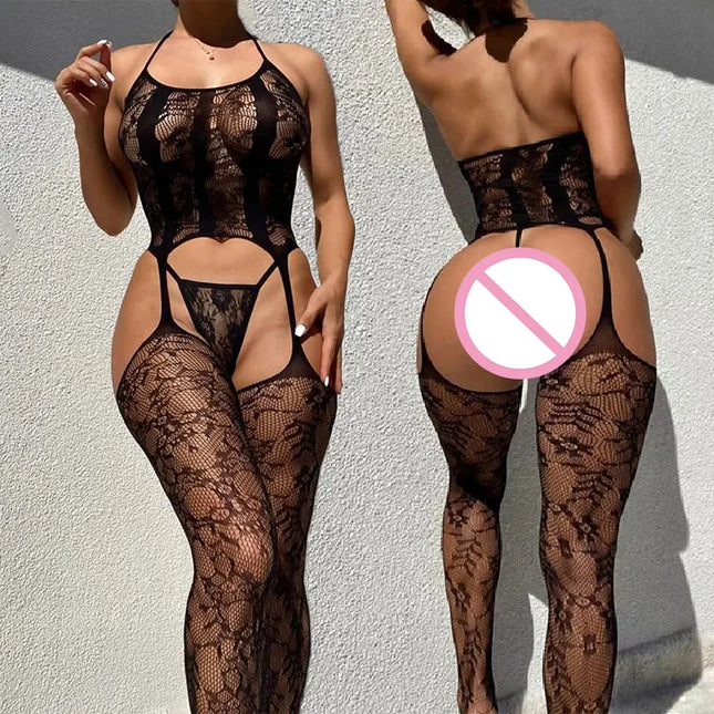 Porn Fantasy Open Crotch Body Stocking Set 18 Erotic Fishnet Toys Lace Lingerie For Sex Women Adult Desire Tights High Stretch