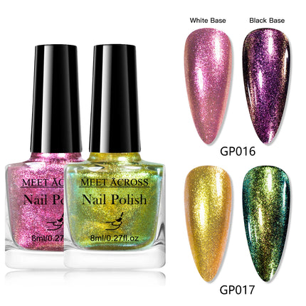 2pcs Chameleon Nail Polish Kit 8ml Natural Dry Saving Time Long Lasting Glitter Nail Art Polish For Manicure DIY Nail Supplies