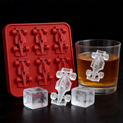 6-Cavity 3D Formula Racing Car Ice Mold F1 Silicone Chocolate Jelly Tray DIY Baking Tool Race Car Ice Cube Maker for Tumbler