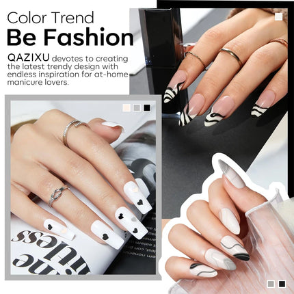 QAZIXU 1/6Pcs Grey White Color Nail Gel Polish Glitter Gel Semi Permanent UV Gel Winter Soak Off UV LED Nail Art Popular Color