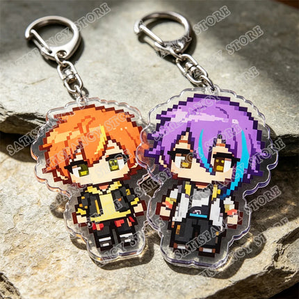 Cute Pixel Chibis Keychains for Accessories Touya Emu Rui Akito Tsukasa Virtual Singers Key Chains Jewelry Keyrings Fans Gifts