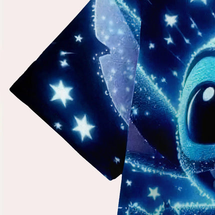 Men's Disney Lilo & Stitch Starry Night 3D Print T-shirt Casual Short Sleeve Tops
