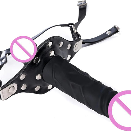 LILUPLAY Sexy Bdsm Double-Ended Dildo Open Mouth Gag Leather Bondage Strapon Dildo Exotic Accessories Sex Toys For Women