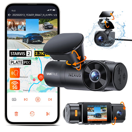 Vantrue N4S DashCam 3 Channel WiFi STARVIS 2 2.7K+1440P+1440 Waterproof Rear Camera HDR IR Night Vision GPS 24h Packing Mode