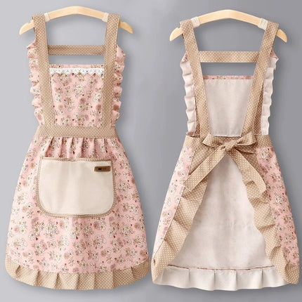 Cute Print Apron with Pockets Baking Kitchen Aprons for Cooking Adjustable Straps Painting Cleaning Aprons