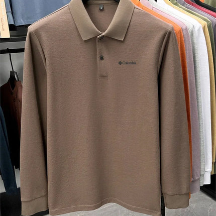 High-end brand Polo shirt, long-sleeved, fashionable printed men's top, spring, 100% cotton, skin-friendly, comfortable, casual T-shirt