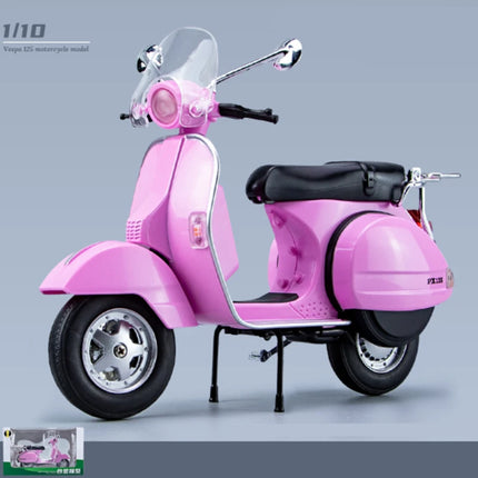 1:10 Alloy Diecasts Vespa 125 Classics Motorcycle Model Vehicles Sound Light Off Road Autocycle Simulation Collectibles Toys Car