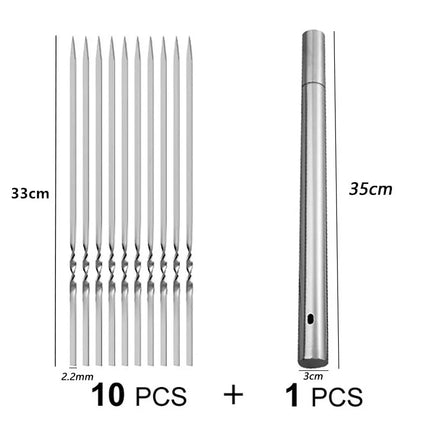 Stainless Steel Barbecue Skewer Reusable BBQ Kebab Skewers for Outdoor Camping Picnic Tools Cooking Tools 10/30Pcs