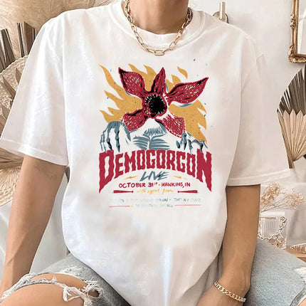 Hot Tv Movie T-shirt Women The Demogorgon T Shirt Short Sleeve Unisex Tops Tshirt Cannibal Flower Streetwear