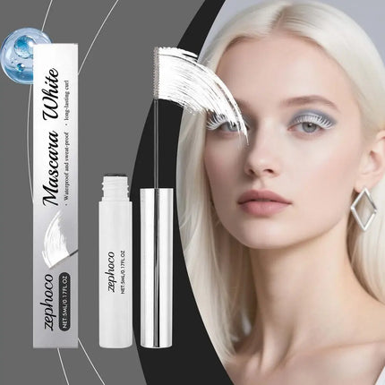 White Mascara Waterproof Fast Dry Eyelashes Curling Lengthening Makeup Eye Lashes Smooth Easy-to-Apply Texture White Ink Mascara