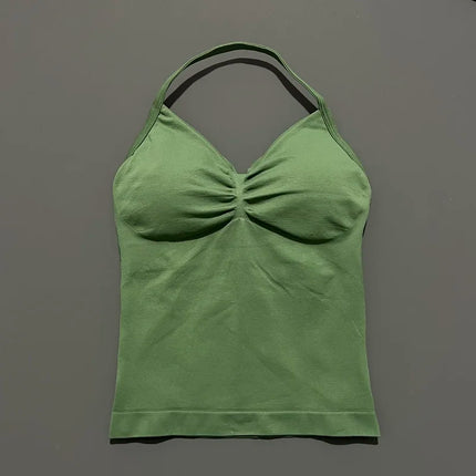 HISTELLO Impact Longline Strappy Top Sports Yoga Vest Women Fitness Tank Top Gym Beautiful Open Back Bra Running Workout Halter