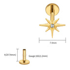 Gold 1.2x4x7.4mm / Earrings / Ears|Star